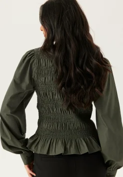 V-neck Cotton Smock Blouse