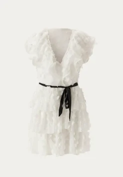 V-neck Frill Floral Dress