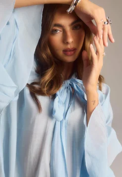 Wide Sleeve Bow Blouse
